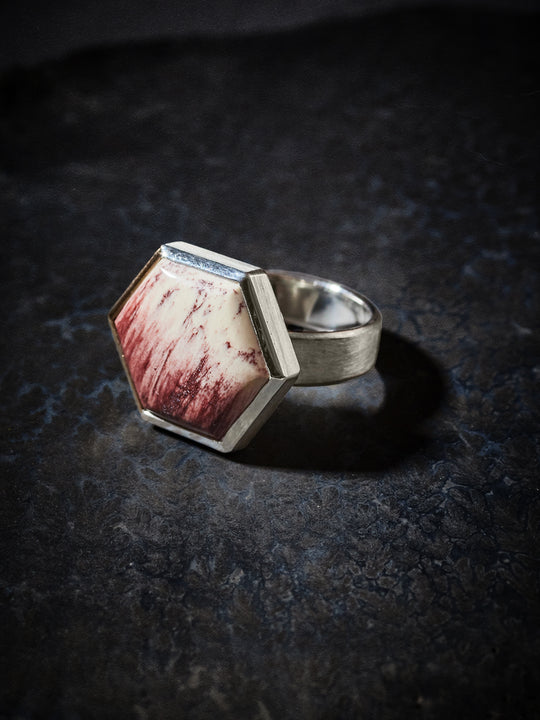 Alunite, Sterling + 14K Gold Ring