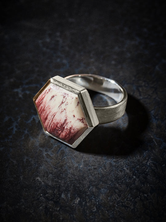 Alunite, Sterling + 14K Gold Ring