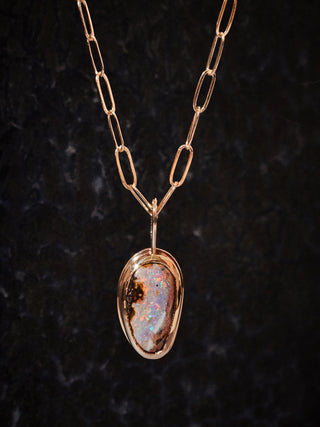 Boulder Opal and 14K Gold Necklace