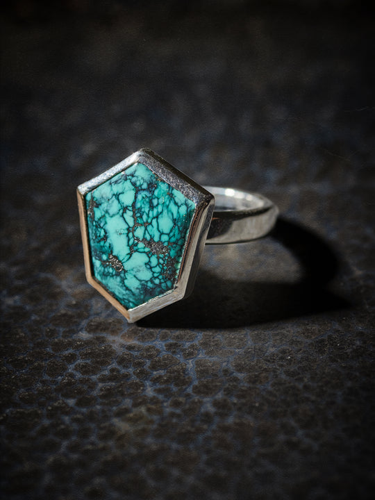 Turquoise, Sterling + 14K Gold Ring