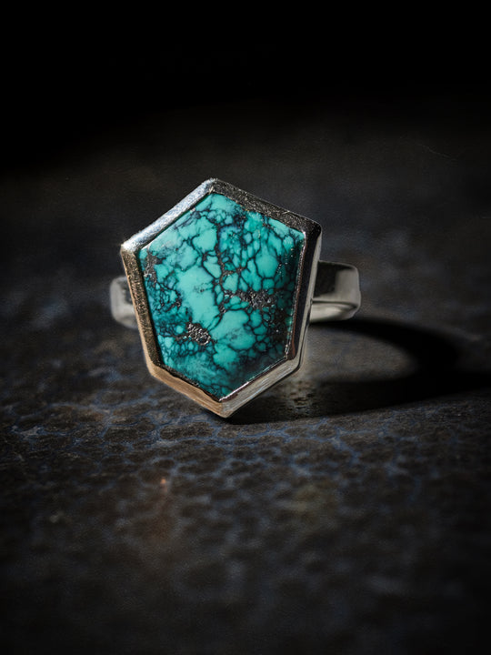 Turquoise, Sterling + 14K Gold Ring