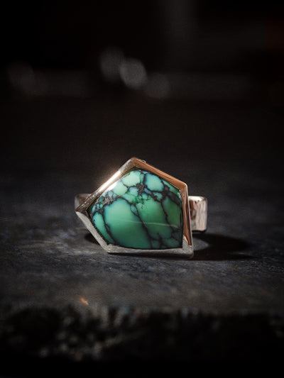 Variscite, Sterling and 14K Gold Ring