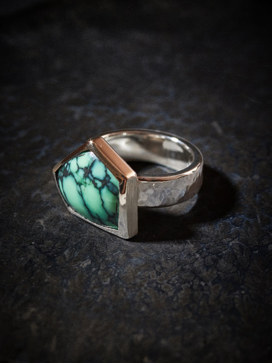 Variscite, Sterling and 14K Gold Ring